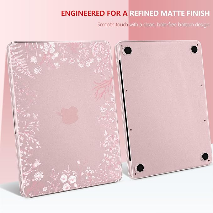 DONGKE for MacBook Neo 13 inch Case 2026 (Model A3404), Artistic Flower Pattern Ultra Slim Frosted Matte Hard Shell, Anti-Scratch & Fingerprint Resistant Cover - Blush Wild Flowers