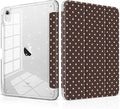 DONGKE for iPad Pro 11 inch Case – Fits M5 2025 / M4 2024, Shockproof Sparkling Glitter Acrylic Back, Pencil Holder, Trifold Stand, Auto Sleep/Wake & Touch ID Support - Brown Polka Dot