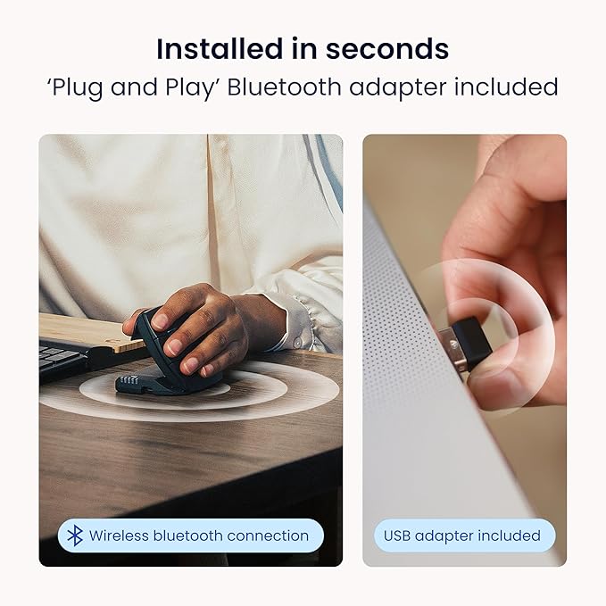Contour Unimouse Ergonomic Vertical Mouse Adjustable 35°-70° Tilt Angle, 6 Programmable Buttons for Productivity, Customizable Thumb Rest for Wrist Pain Relief | Plug & Play Mac/PC - Wireless - Left