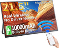 MAGICRAVEN Wireless Portable Monitor with Battery- 21.5" 1080P 100Hz IPS Second Screen for Office, AirPlay & Miracast Casting, Up to 3.5hrs Use, No Cables or Drivers Needed, Works with Laptop/PC/Phone