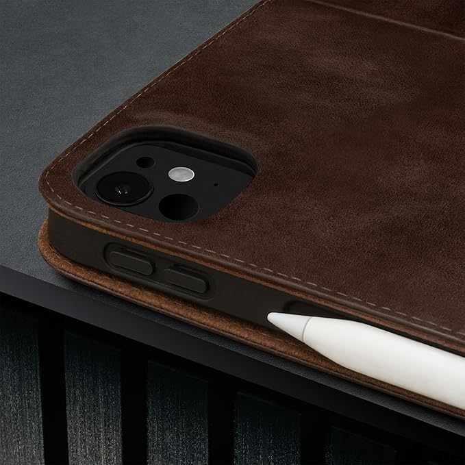 TORRO Case Compatible with iPad Pro 13” (2025/2024) – Premium Leather iPad Pro 13” M5 / M4 Case with Stand Function, Apple Pencil Connectivity and Wake/Sleep Function (Dark Brown)
