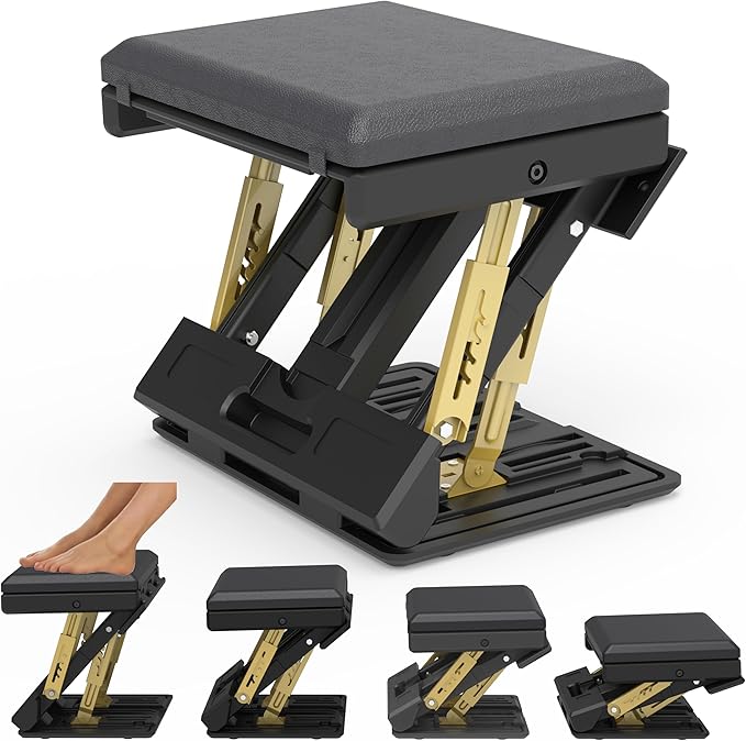 120 lbs Heavy Duty Adjustable Footrest Under Desk, No-Tool Quick Height & Angle Adjustment (5 Levels, 8 Angles), Ergonomic Foot Stool with Soft Memory Foam for Office, Gaming & Home(Black)