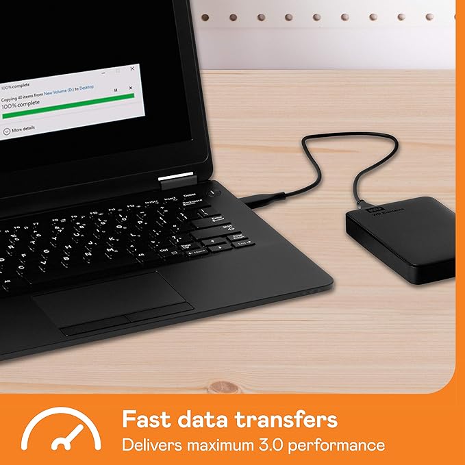 WD 4TB Elements Portable External Hard Drive for Windows, USB 3.2 Gen 1/USB 3.0 for PC & Mac, Plug and Play Ready - ‎WDBU6Y0040BBK-WESN