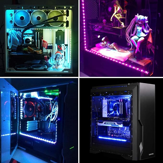BTF-LIGHTING PC RGB Strip 2PCs 19.7in for 12V 4Pin LED Headers for ASUS Aura Sync, Gigabyte RGB Fusion, MSI Mystic Light