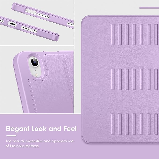 VIKESI Case for iPad mini 7 (A17 Pro) and iPad mini 6,Multiple Angles Magnetic Stand Cover,Shockproof Soft Back,Pencil Holder,and Auto Sleep/Wake,Lilac