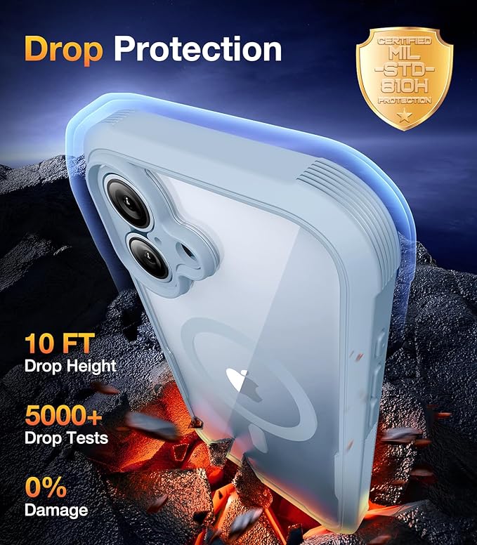 Diaclara Magnetic Designed for iPhone 17 Case 6.3 Inch Full Body Bumper,[Compatible with MagSafe] Military Drop Proof Cover with Built-in Touch Sensitive Anti-Scratch Screen Protector Blue