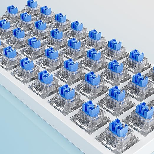 Outemu 72PCS Crystal Blue Clicky Mechanical Keyboard Switches,3-Pin Hot-Swappable Pre-Lubricated Switch with 2 Kailh Switches,Crisp Click Sound,for Gaming Keyboards & 3D Print Accessories