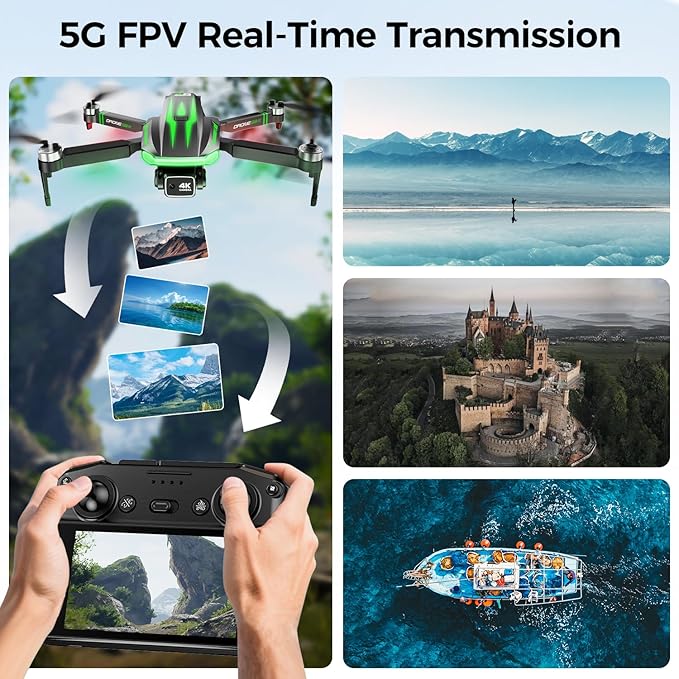 S8 GPS Drones with EIS 4K Camera for Adults kids, 5" Screen on Controller,60 Min Flight Time,Auto Return,Long Range Transmission,Brushless Motor,QuickShots,Foldable and Lightweight Quadcopter with Follow Me,Christmas Toy Birthday Gifts,Under 249g