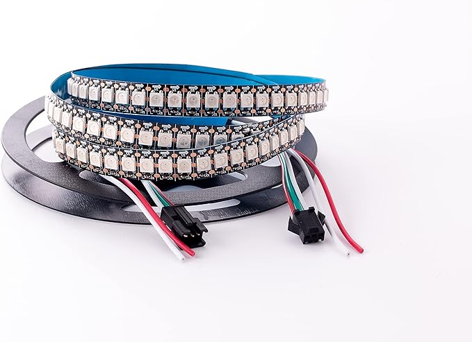 WS2812B LED Strip Individual Addressable Light SMD 5050 144Pixels RGB Pixel Strip DC5V (3.2FT 144LEDS Non-Waterproof, Black PCB)