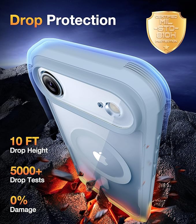 Diaclara Magnetic Designed for iPhone Air Case Full Body Bumper,[Compatible with MagSafe] Military Drop Proof Cover with Built-in Touch Sensitive Anti-Scratch Screen Protector for iPhone 17 Air Blue