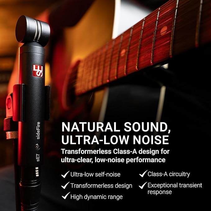 SE ELECTRONICS sE7 sideFire XLR Small Diaphragm Condenser Microphone with 90° Rotated Capsule - Professional Instrument Microphone for Drums & Guitar in Studio or on Stage - Music Recording Mic