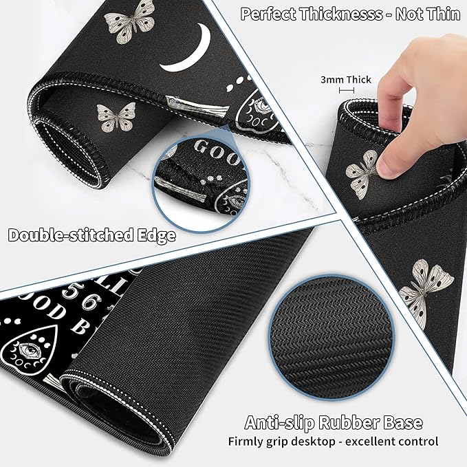 Large Gaming Mouse Pad Set 35.4 x 15.7 with Keyboard Wrist Rest, Wrist Support, and Coaster Memory Foam Smooth Desk Pad Mousepad for Home Office School - Ouija Board