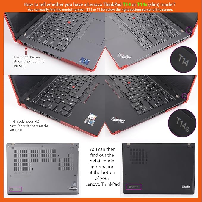 mCover Hard Case ONLY Compatible for 2023-2024 14" Lenovo ThinkPad T14s Slim Gen 3 / Gen 4 Windows PC (with 180° Hinge, NOT Fitting Any Other Lenovo Models) - Purple