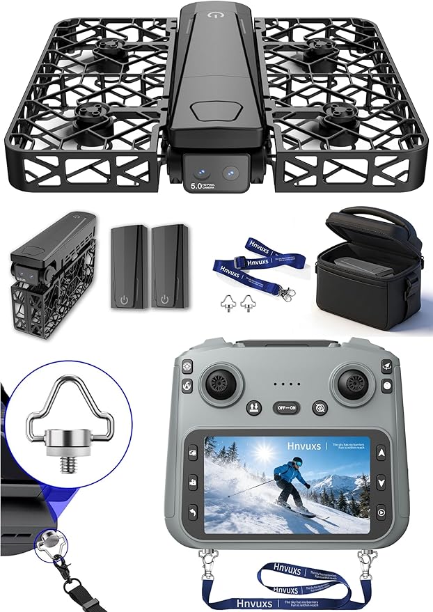 Foldable Mini Drone with 2K Camera & 4.5" Screen - Portable Pocket Drone for Adults and Kids, Includes Follow Me, Gesture-Controlled Selfie, Key Takeoff, Propeller Guards and Detachable Lanyard