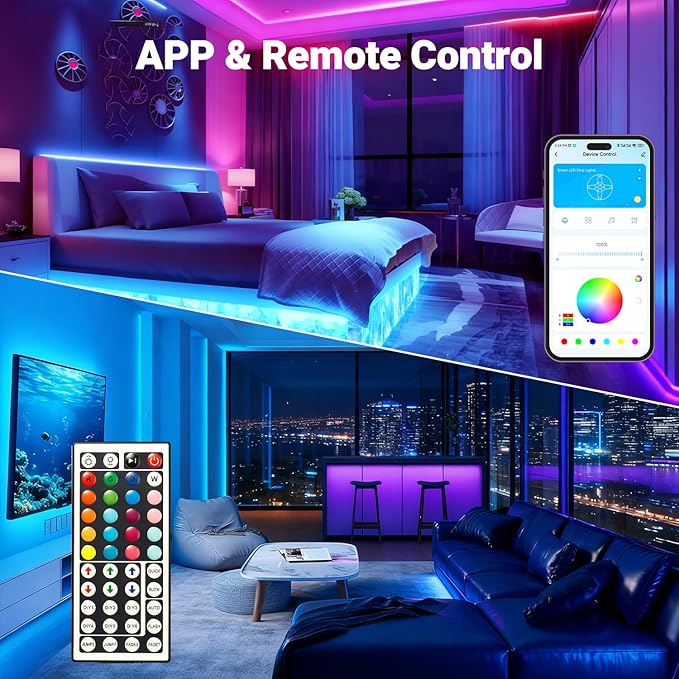 DAYBETTER Led Lights for Bedroom 100 ft, Led Strip Lights, Led Light Strips with Remote and App Control, Music Sync RGB Color Changing Led Lights for Room Decoration