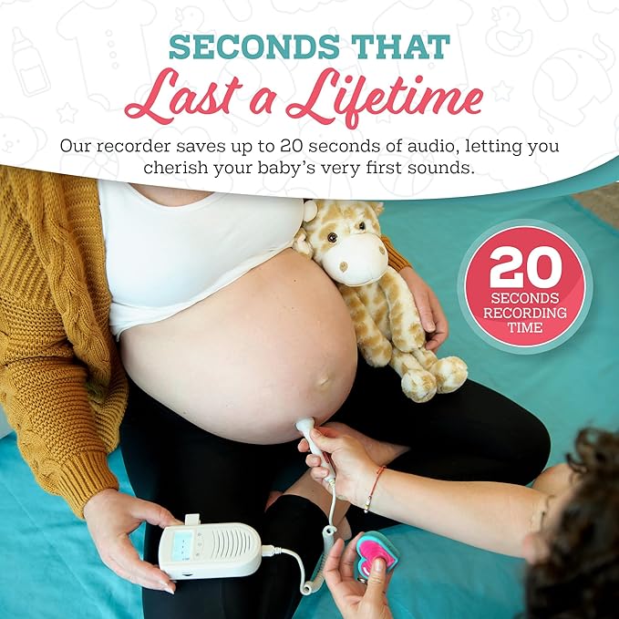 My Baby’s Heartbeat Bear, 20 Second Re-Recordable Digital Voice Recorder Plush Keepsake for Baby’s Heartbeat Memory, Pregnancy Keepsake (Not a Medical Device), Octopus
