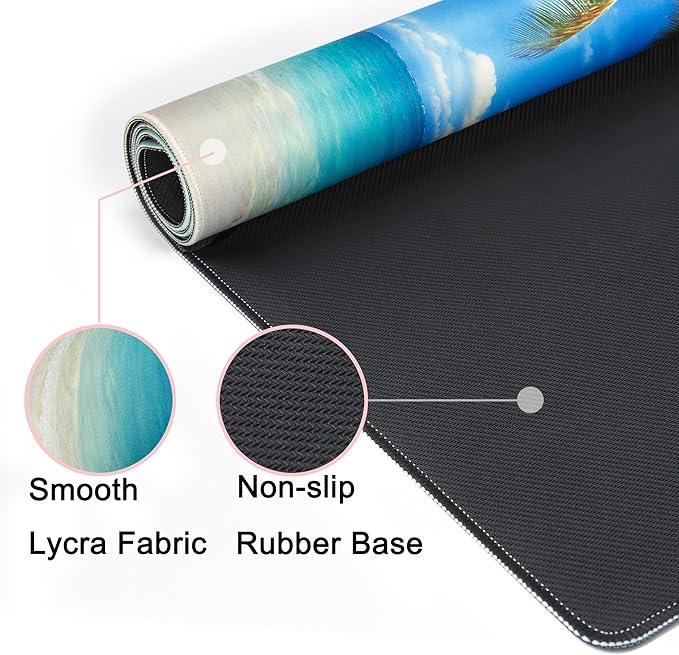 Desk Mat,Large Mouse Pad 35''×15.6'' XXL Extended Gaming Mouse Pad Mat with Non-Slip Base Stitched Eges Mousepad for Computer,Office,Keyboard and Laptop - Palm Sea