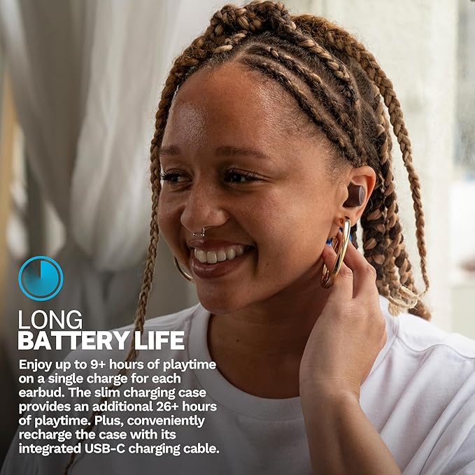JLab Go Air Pop+ Tones True Wireless Earbuds, in Ear Bluetooth Headphones with Microphone, 35H Playtime, USB-C Charging Case, Dual Connect, EQ3 Sound, 4625 W