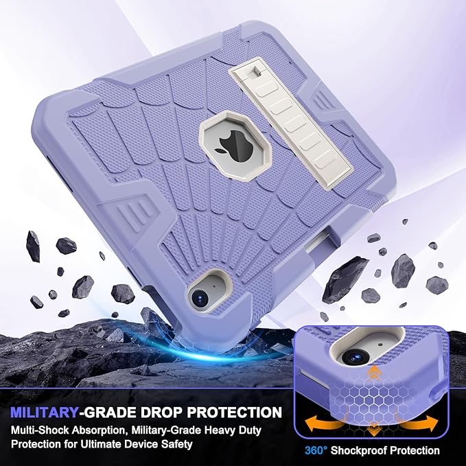 SIBEITU for iPad Case 11-inch A16 2025/ 10th Generation 2022, Heavy Duty iPad 10 Case with Kickstand & Pencil Holder, Rugged Hybrid 3-Layer Protective iPad 10th 10.9" Cover for Girls Women, Purple