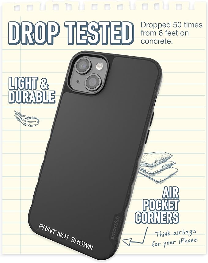 Smartish® iPhone 15 Plus Magnetic Case - Gripmunk Compatible with MagSafe [Lightweight + Protective] Slim/Thin Grip Cover with Microfiber Lining for Apple iPhone 15 Plus - Custom Prints