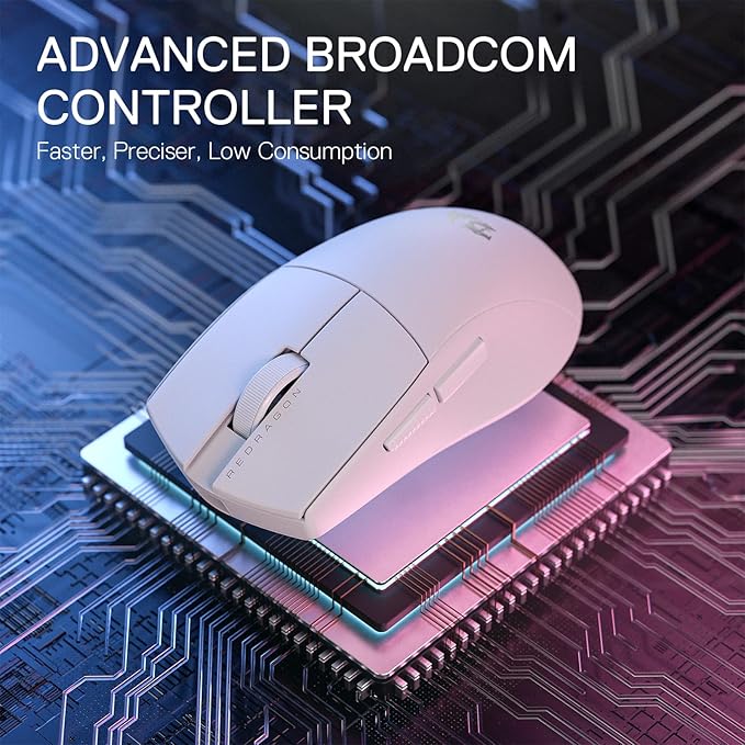 Redragon M916 PRO 3-Mode Wireless Gaming Mouse, 55G Ultra-Light 26K DPI Mouse w/Ergonomic Natural Grip Build, Full Programmable Buttons, Software Supports DIY Keybinds & DPI