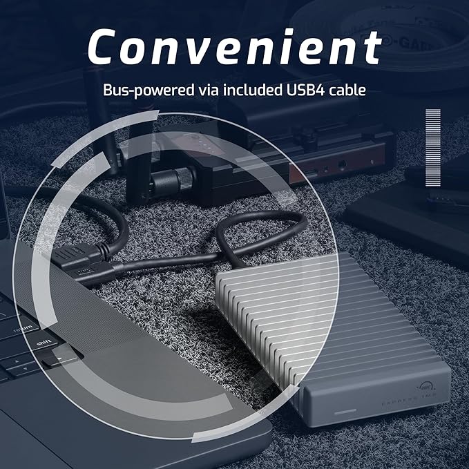 OWC 1TB Express 1M2 80Gb/s Portable NVMe SSD USB4 (Thunderbolt Compatible/USB-C) Ultra Fast External SSD Drive with Aluminum Heat Sink Enclosure
