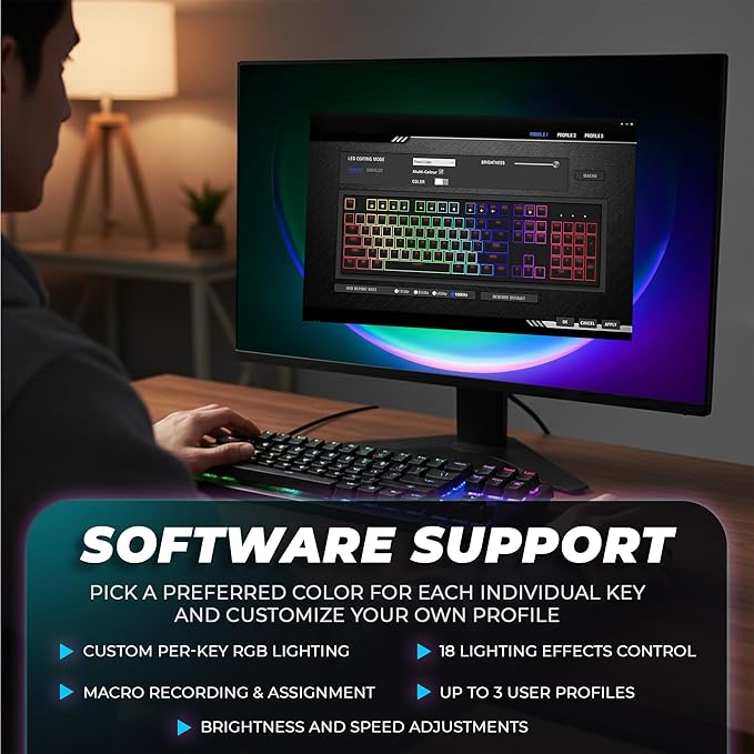 TECWARE Phantom+ 87 Key RGB Mechanical Gaming Keyboard | TKL 80% Keyboard, Tactile Feedback, Double Shot ABS Keycaps, Hot-Swappable, Detachable USB-C Wired RGB Keyboard | Wraith Orange Switch - Black