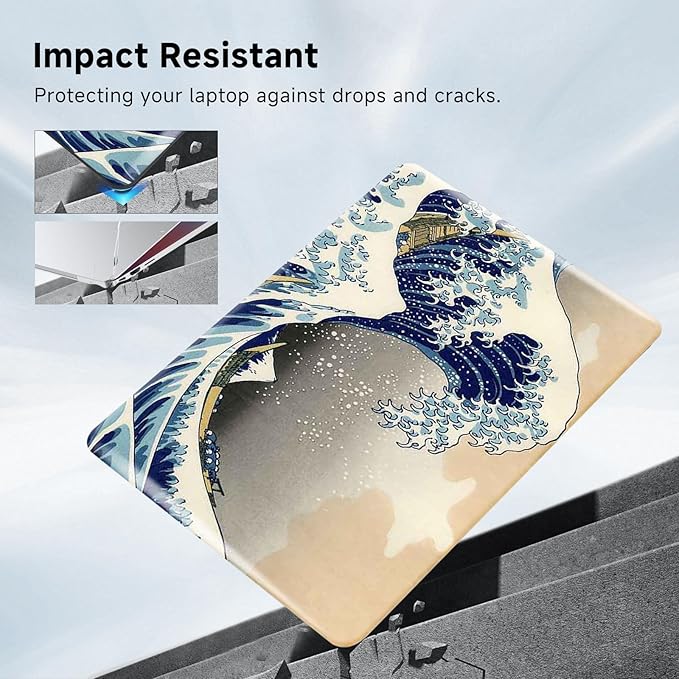 Funut Compatible with MacBook Air 13 Inch Case A1466 & A1369, Hard Plastic Protective Case Air 13.3 Scratch-Free Rubberized Case Cover for 2010-2017 Older MacBook Air 13.3", Sea Wave