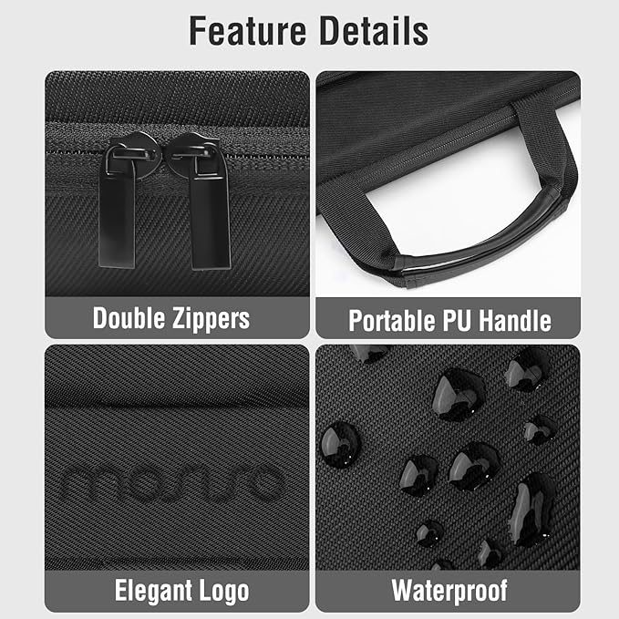 MOSISO 15.6 inch Laptop Hard Case, 15-16 inch Waterproof Shockproof Computer Bag Compatible with MacBook HP Dell Lenovo Asus, Geometric Splicing Carrying Sleeve Bag with Handle&Raised Pocket, Black