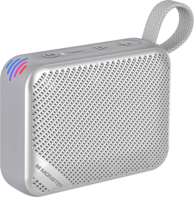Monster S360 Portable Bluetooth Speaker, IPX7 Waterproof, Bluetooth 6.0, 20H Playtime, Powerful Stereo Sound, Support TF Card, Clear Hands-Free Calling Speaker for Home, Outdoors and Travel, Gray