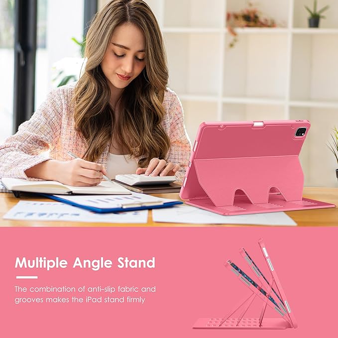 VIKESI Case for iPad Pro 12.9 6th / 5th / 4th / 3rd Generation Case 2022/2021/2020/2018,Multiple Angles Magnetic Stand Cover,Shockproof Soft Back,Pencil Holder,and Auto Sleep/Wake,Watermelon