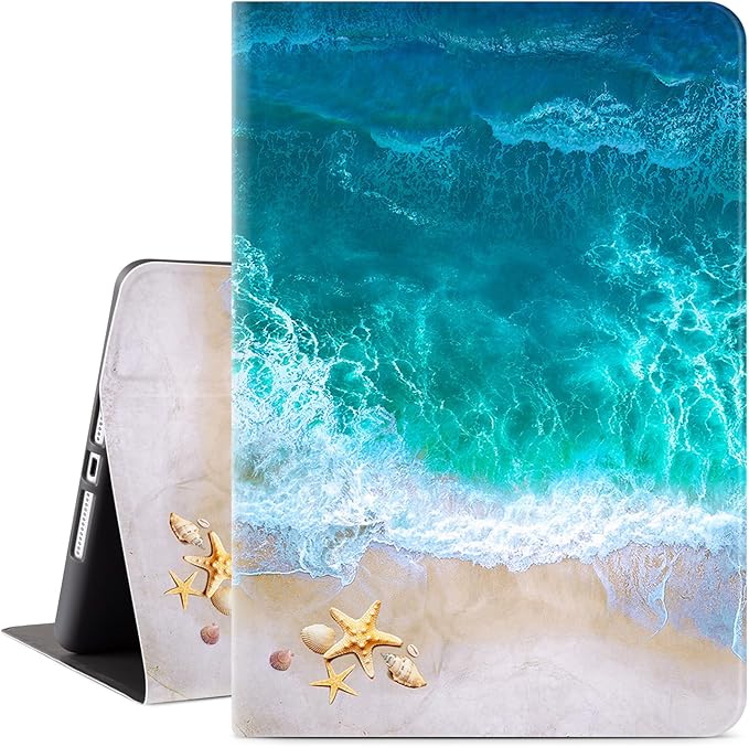 Vimorco for iPad 9th/8th/7th Generation Case 10.2 Inch, for iPad Air 3rd Generation Case 10.5-inch, for iPad Pro 10.5 Inch Cases Pencil Holder/4 Viewing Stands/Typing Stand/Slim, Ocean Beach