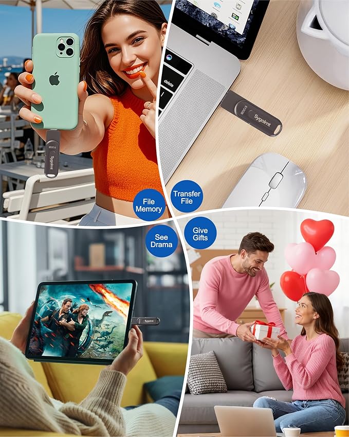 512GB USB Flash Drive for iPhone Photo Stick Thumb Drive, 2-in-1 USB C + USB A, External Storage Jump Drive for Picture Video Data Backup, High Speed Memory Stick USB Drive for iPhone/iPad/Android/PC
