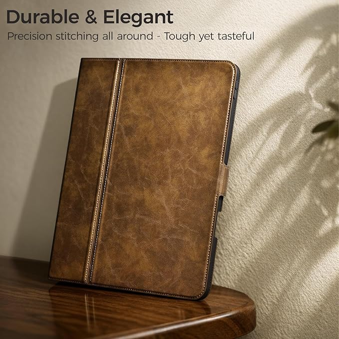 Slim Case for iPad Pro 13 Inch M5/M4 (2025/2024) A3360/A3361/A2925/A2926 with Pencil Holder,Lightweight Cover,Magnetic Closure,Multi Angle Stand,Typing Angle,Auto Sleep/Wake,Dark Brown