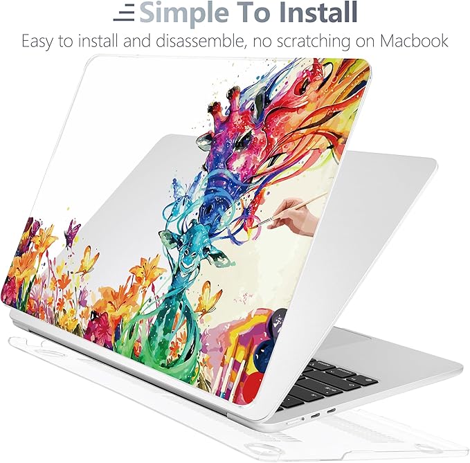 Batianda Premium Case for New MacBook Air 15 inch with M5 M4 M3 M2 Chip 2026 2025 2024 2023 Release, Designed Ultra-Slim Hardshell & Keyboard Cover & Screen Protector 4-in-1 Bundle, Colorful Deer