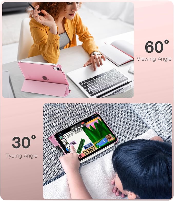 TiMOVO Case for iPad mini 7 A17 Pro 8.3-inch 2024, iPad mini 6th Generation Case, Slim Translucent Hard Back Folio Cover Support Touch ID & Apple Pencil Charging, Auto Wake/Sleep, Flowers Pink