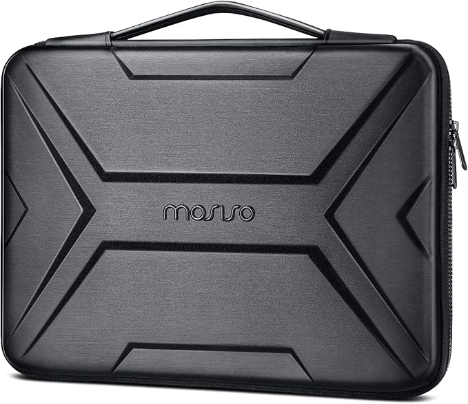 MOSISO 17-17.3 inch Laptop Hard Case, 17.3 inch Waterproof Shockproof Computer Bag Compatible with MacBook HP Dell,Artistic Geometric EVA Carrying Sleeve Laptop Case Hard Shell with Handle, Black