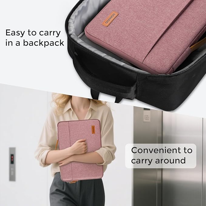 DOMISO Laptop Case Sleeve Protective Cover Compatible with MacBook Air 13 M4 M3 M2,MacBook Pro M2 M1,iPad Air/Pro,13 inch Dell,Lenovo, HP,Asus,Waterproof Computer Cases Bag with Handle,Pink
