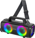 Portable Bluetooth Speaker 140W, Loud Wireless Speaker with 2 Subwoofers & Bass Boost, IP65 Waterproof Outdoor, 12000mAh Battery 24H Playtime, RGB Lights, TF/AUX/Mic Input for Home, Party, Outdoor