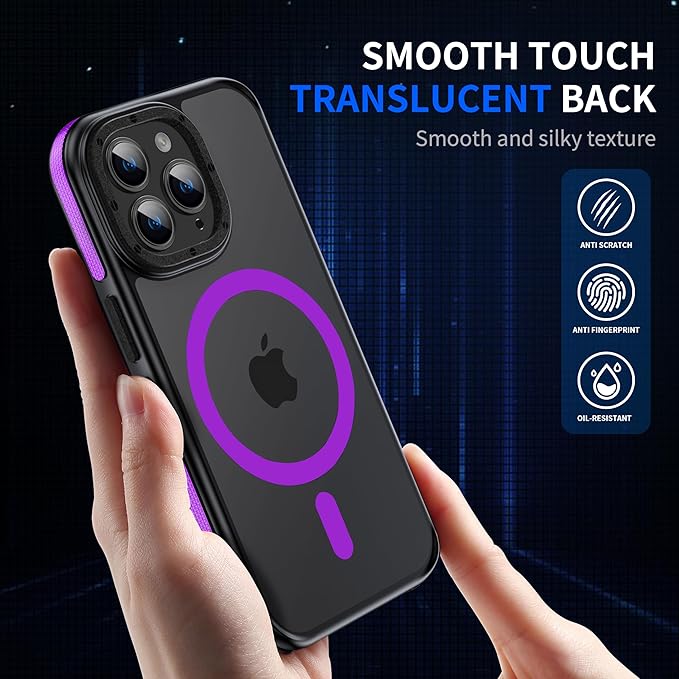 Strong Magnetic Case for iPhone 14 Pro Max [10Ft Military-Grade Protection] Compatible with fit MagSafe Shockproof Slim Thin Cover 6.7 inch 14 Pro Max Phone case,Purple Bumper