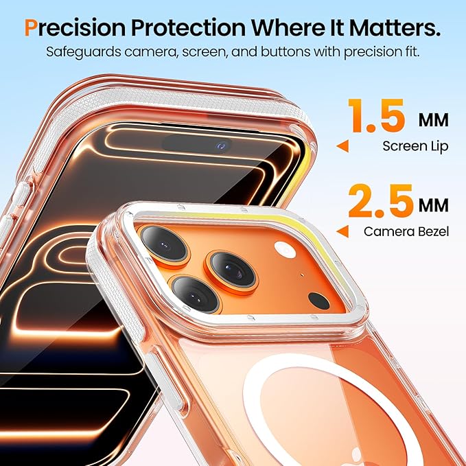 Strong Magnetic for iPhone 17 Pro case with camera lens protector [10Ft Military-Grade Protection] Compatible with fit MagSafe Shockproof Slim Thin Cover case for iPhone 17 Pro 6.3 inch, Clear White