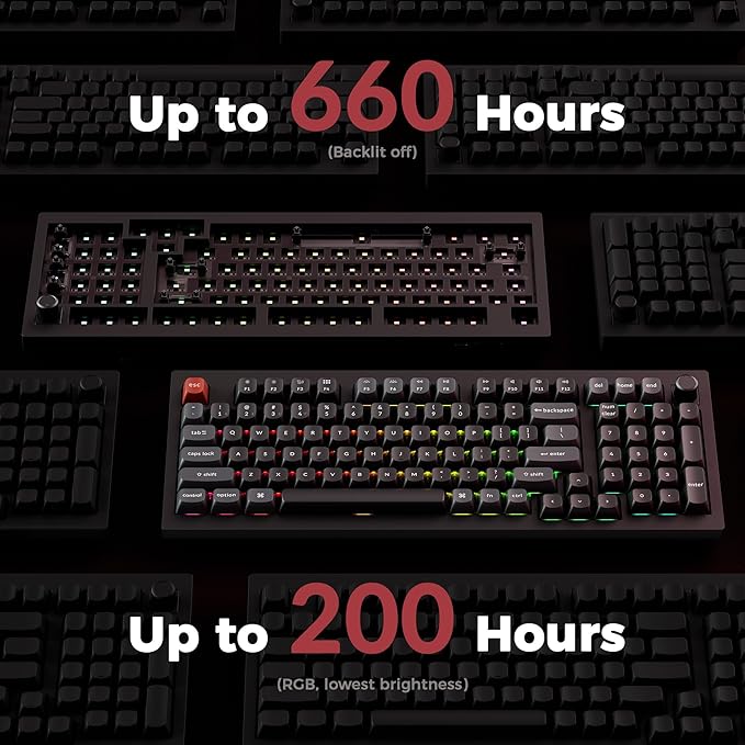 Keychron V5 Ultra 96% Wireless Mechanical Keyboard with 8000Hz Polling Rate & NKRO, Hot-Swappable RGB, Red Switches, 97 Keys, 2.4GHz/Bluetooth/Wired, OSA PBT Keycaps, for Mac/Win/Linux- Black