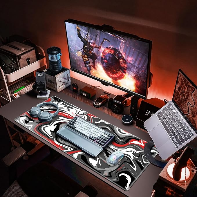 Canjoy Gaming Mouse Pad, Fluid Pattern Mouse Pad 35.4x15.7inch Large Extended Computer Mouse Mat Keyboard Full Desk Mousepad for Gaming, Office, Home