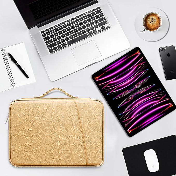 DTTO Tablet Sleeve Bag for New 13 Inch iPad Pro M4/iPad Air M2 2024, 12.9 Inch iPad Pro 6/5/4/3, 12.4 Inch Galaxy Tab S8+/S9+/S9 FE+, Surface Pro 9/8, Waterproof Travel for iPad Case Bag, Apricot