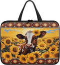 17 Inch Laptop Sleeve, Laptop Cover Computer Bag Tablet Carrying Case with Handle, Tribal Sunflower Cow Water-Repellent Tote Bags Notebook Sleeves Handbag Messenger Briefcase