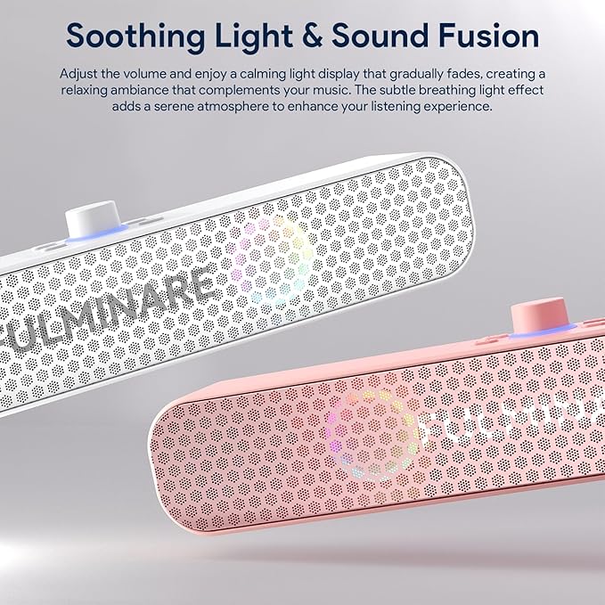 FULMINARE Bluetooth Speaker with 26W HD Sound, Portable Speaker Up to 30H Playtime, AUX&TF-Card&USB Input, LED Lights, Speakers Bluetooth 5.3 Wireless for Home/Party/Outdoor, Birthday Gift (Pink)