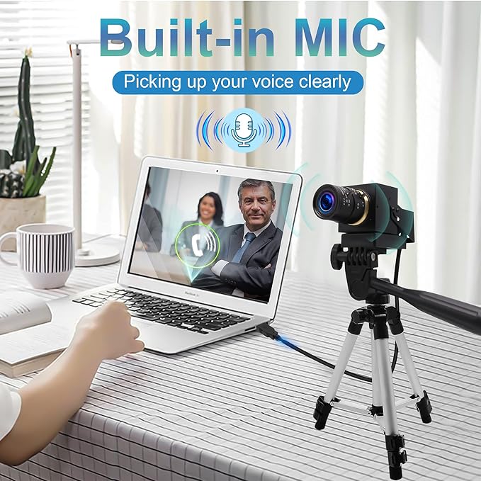 ELP 4K USB Camera with Microphone 5-50mm Varifocal Lens Manual Zoom Webcam 8MP IMX317 Sensor 3840x2160@30fps UVC for Windows, Linux, Mac, Raspberry Pi, etc.