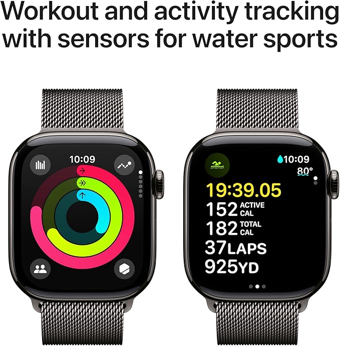 Apple Watch Series 10 [GPS + Cellular 42mm] with Slate Titanium Case with Slate Milanese Loop. Fitness Tracker, ECG App, Always-On Retina Display, Carbon Neutral with AppleCare+ (2 Years)