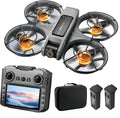 Drone With Large Screen Remote Control (4.92in) , Mini Airplane with Dual Cameras, 2 Batteries, 360° Flips, Full Propeller Guard Protection for Anti-Collision, Brushless Motor, Hovering, Quadcopter with Optical Flow Positioning, RC Helicopter for Adult...