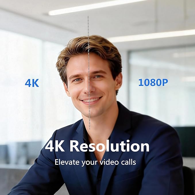 4K Webcam with Tripod, PC Ultra HD Web Camera with Microphone, PDAF Autofocus,Privacy Cover,USB A & USB C Adapter, Plug & Play,Ideal for Business Meetings&Live Streaming
